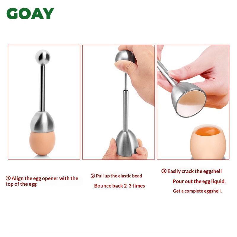 GOAY Máy cắt trứng bằng thép không gỉ Dụng cụ nhà bếp để loại bỏ vỏ trứng luộc cứng Dụng cụ mở vỏ trứng chính xác Tiện ích bữa sáng VN
