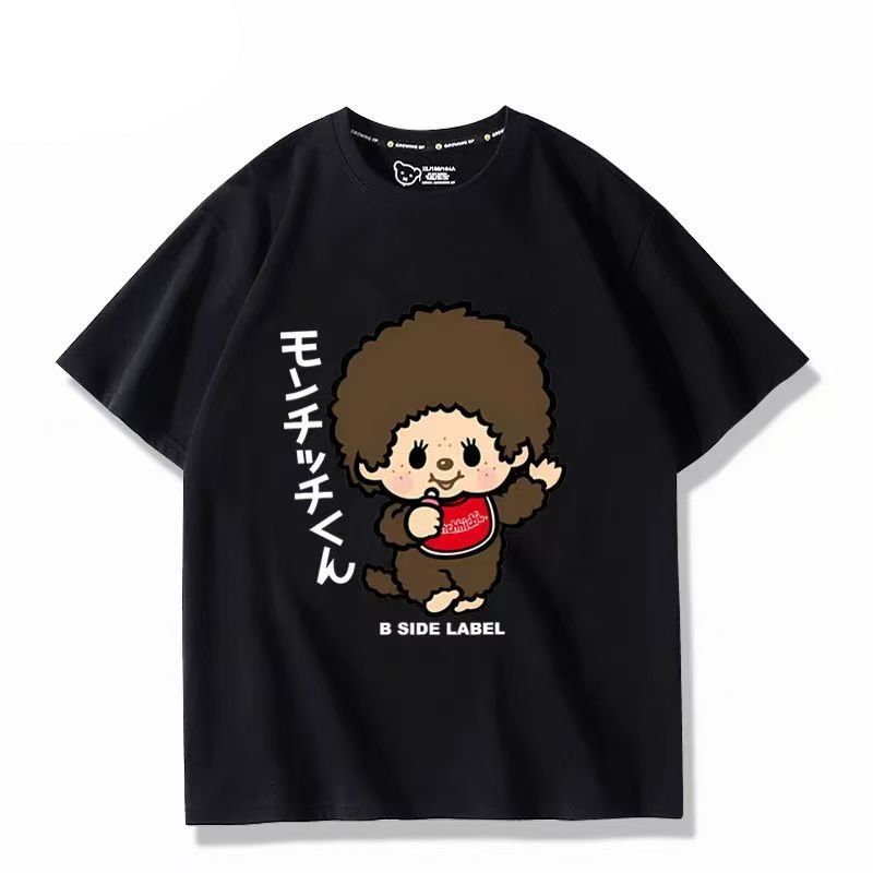 B-SIDE LABEL Áo Thun Monchhichi Hoạt Hình, Tay Ngắn Phù Hợp Cho Nam và Nữ Mùa Hè