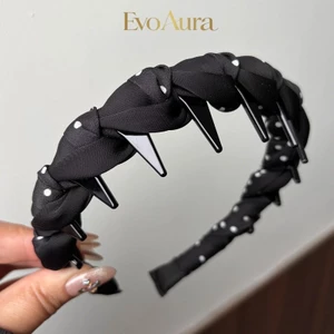 Băng đô chấm bi Satin Hàn Quốc dành cho nữ Dây buộc tóc xếp li sóng Phụ kiện tóc thời trang thanh lịch