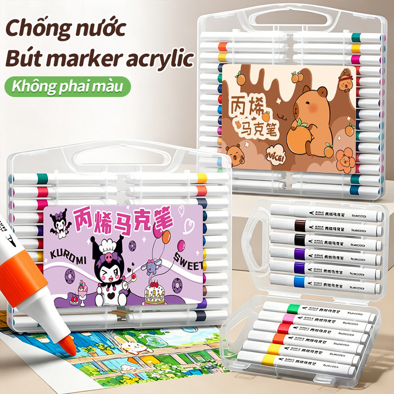 Bút acrylic marker 12/24/36/48/60 màu, bộ vẽ tranh–Tô vẽ trên mọi chất liệu, sáng tạo DIY cực chất.