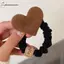 Cheenm Nơ Nút Thắt Trái Tim màu Kaki Cà Phê cho Tóc Nữ Bé Gái - Scrunchie Cao Su Co Giãn