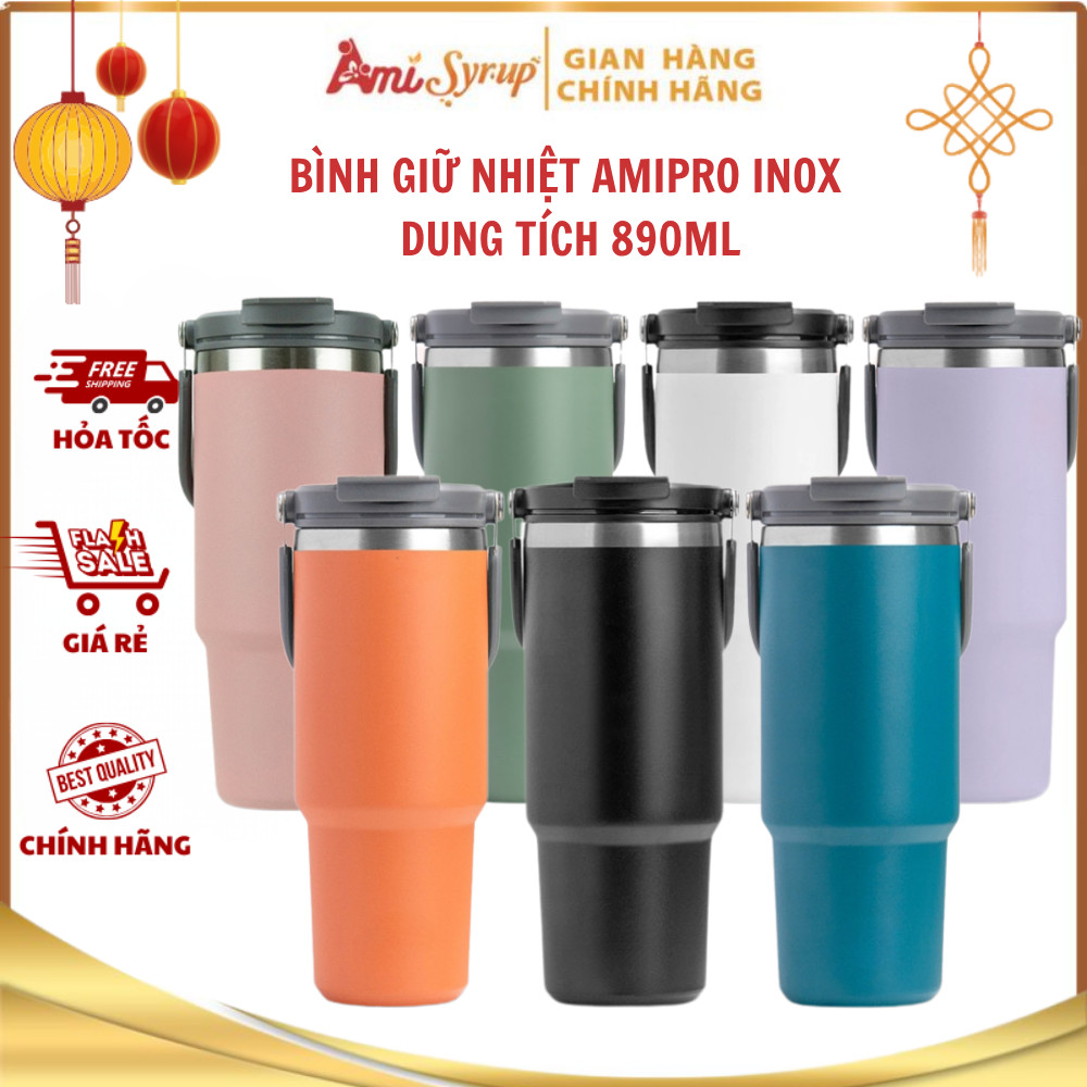Bình Giữ Nhiệt AmiPro Inox Dung Tích 890ml, Có Quai Xách Tiện Lợi, Giữ Nhiệt Lên Đến 48H