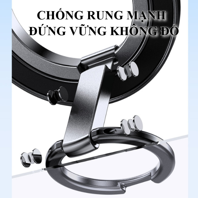 Giá đỡ Nhẫn điện Thoại Từ Tính Hai Mặt,hợp Kim Nhôm, 360° Xoay, Hút Chân Không