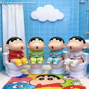 Crayon Shin-Chan Nhà Vệ Sinh Dễ Thương Trẻ Em Trang Trí Trang Trí Giả Vệ Sinh Tưới Nước Đồ Chơi Nhỏ Giải Nén Sáng Tạo 4.17