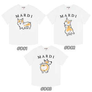 Áo thun ngắn tay cổ tròn in hình corgi mùa xuân hè Han Chao cổ điển 0418