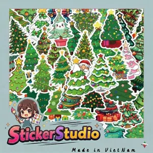 Set 100 Sticker Cây Thông Noel Giáng Sinh Chống Nước Dán Laptop Vali Mũ Bảo Hiểm