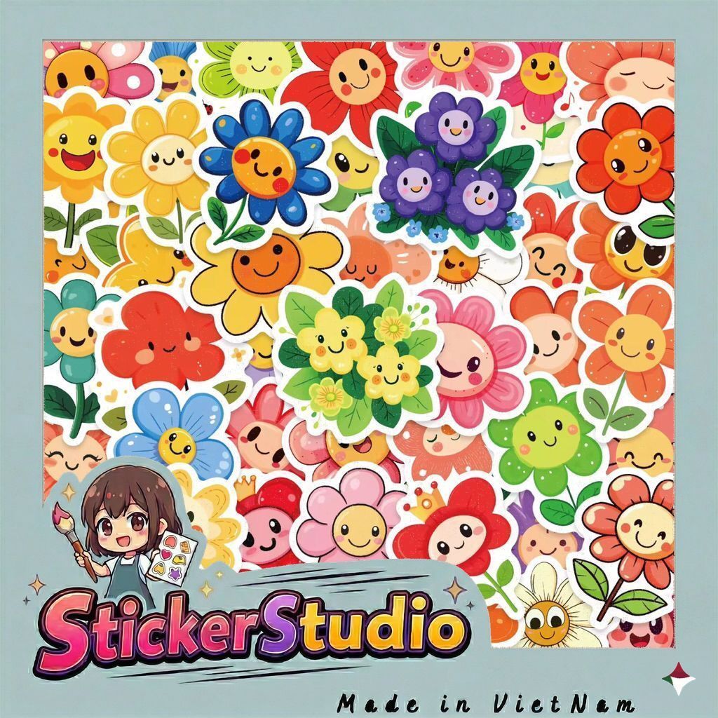 sticker những bông hoa tươi thắm