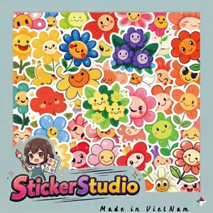 Set Sticker Những bông hoa tươi thắm Chống Nước Dán Laptop Vali Mũ Bảo Hiểm Sổ Tay