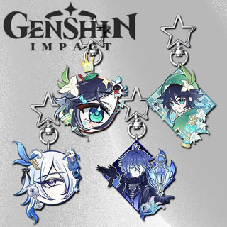 Game Genshin Impact Venti Neuvillette Flins Cosplay Keychain Kawaii Acrylic Keyring Key Chain Bag Charm Decoration