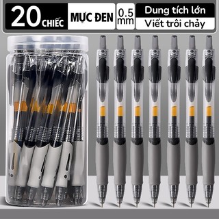 Bút bi gel đen cao cấp, bấm ngòi 0.5mm mực đều trơn tru, nét nhỏ đẹp, phù hợp cho công việc văn phòng chuyên nghiệp