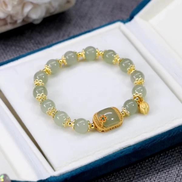 Mới! Vòng tay hình sen đính hạt đá, dây xích vuông - Quà tặng tình bạn dành cho bé gái