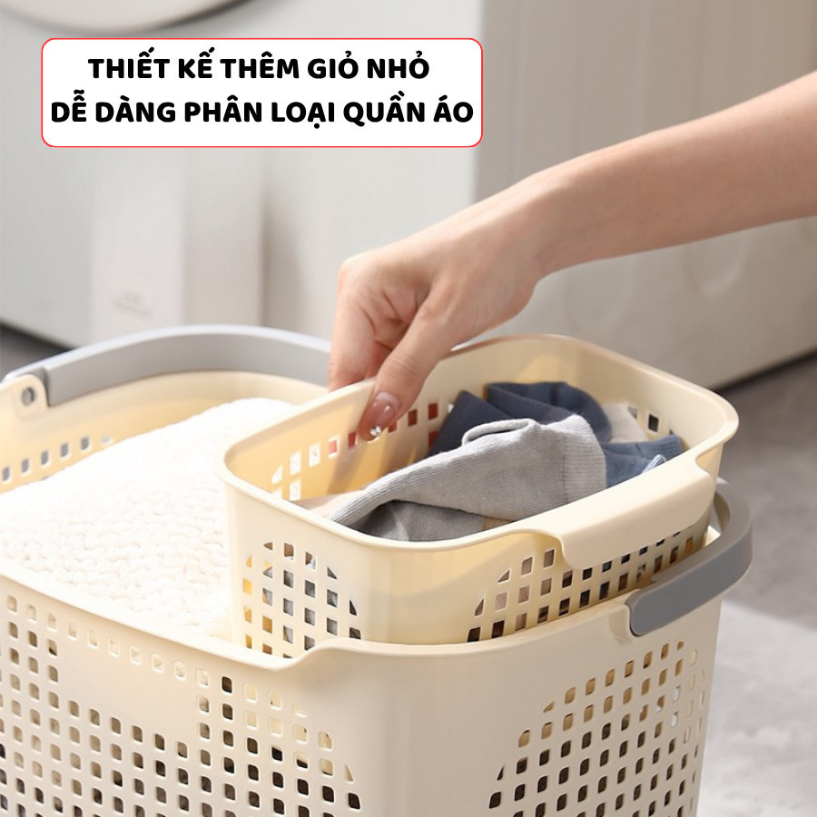 Set Giỏ Đựng Quần Áo 3 Màu 3 Size Cho Gia Đình, Combo Giỏ Nhựa Đựng Đồ Có Quai Xách Tiện Lợi Q480