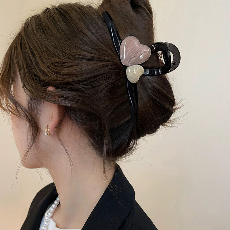 Kẹp Tóc Cá Mập Cỡ Lớn Hình Trái Tim Cho Nữ, Ngọt Ngào Và Thanh Lịch