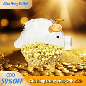 【24h】Heo đất tiết kiệm trong suốt có nút bần mang phong cách trang trí desktop độc đáo và hiện đại cho giới trẻ