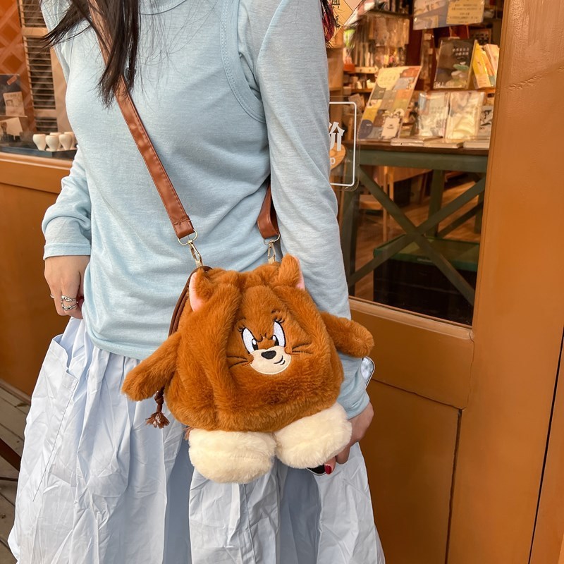 Túi đeo vai chuột mèo hoạt hình Tom Jerry - Quà tặng thiết kế di động dung tích lớn