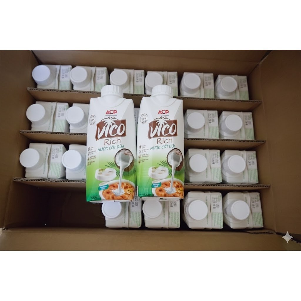 [Giá Sỉ] Nước Cốt Dừa Nguyên Chất Vico Rich 330Ml, Hương Vị Thơm Ngon Đậm Đà Béo Ngậy