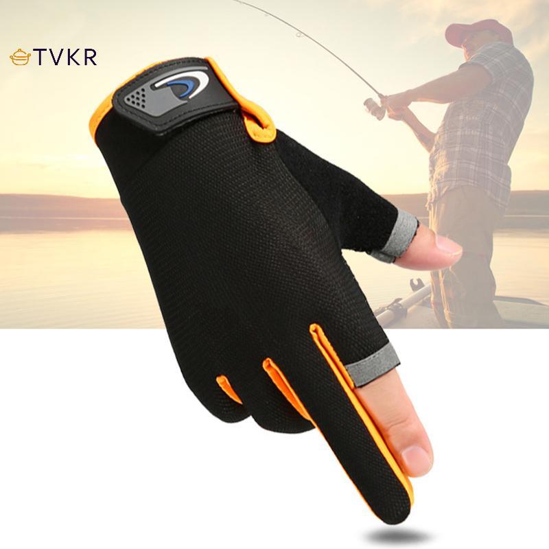 TVKR 1 Cặp Găng Tay Câu Cá Thoáng Khí Chống Trơn Trượt Hai Ngón Tay Cắt Thể Thao Ngoài Trời Câu Cá Găng Tay Đi Xe Đạp Thể Dục Cá Chép Mitten OIK