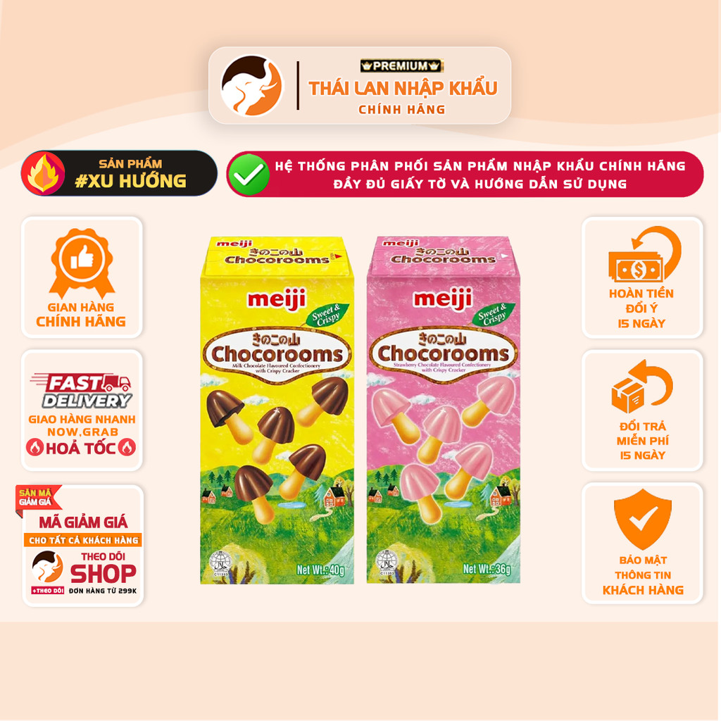 [COMBO 3 HỘP} Bánh Nấm Phủ Chocolate Meiji Chocorooms Nhiều Vị – 40G ...