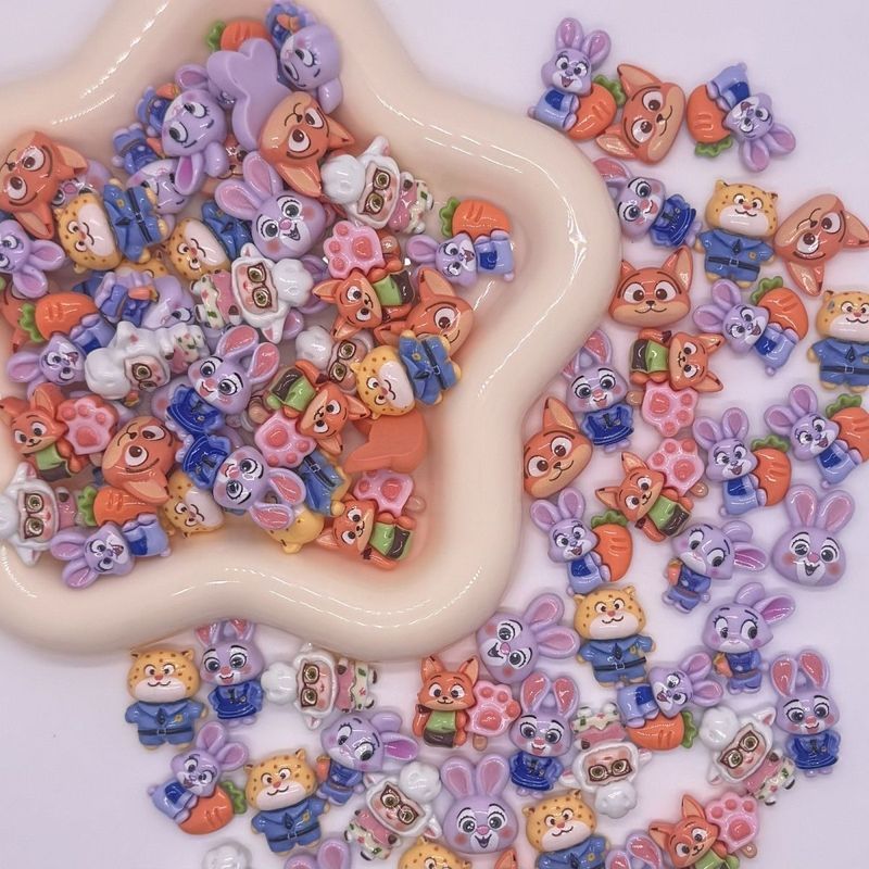 Zootropolis DIY Ốp Lưng Quyến Rũ Phụ Kiện Zootopia Tóc Điện Thoại Kẹp 2cm Hoạt Hình Động Vật Móc Khóa Trang Trí Nhựa