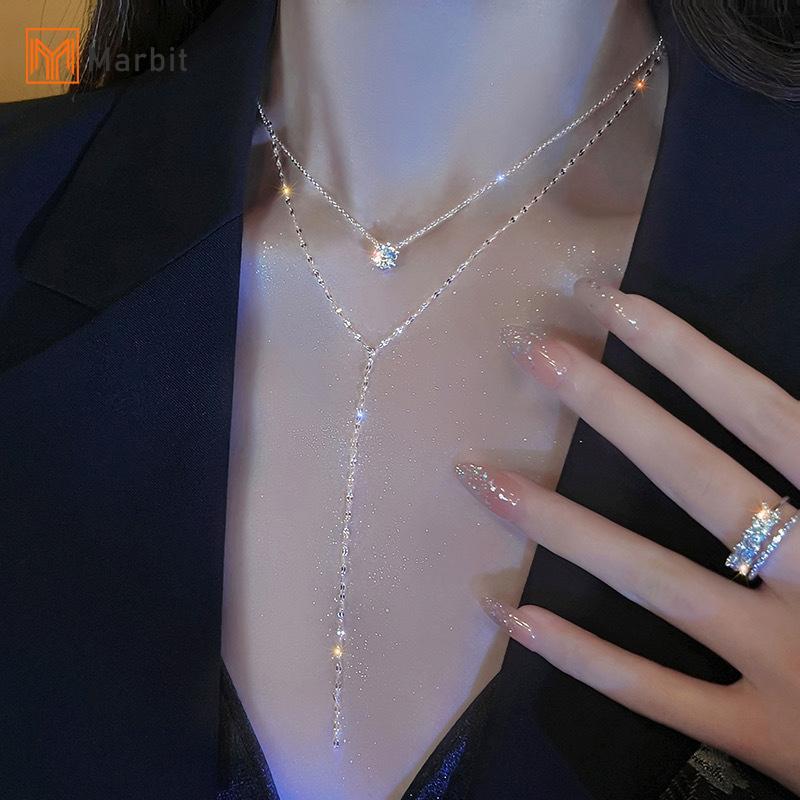 Dây chuyền hình chữ Y sáng bóng như kim cương, phù hợp trang sức cưới cá tính và thời trang