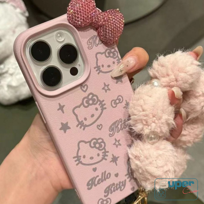 Ốp Lưng Tương Thích Cho IPhone 11 16 17 12 14 15 13 Pro Max 16 15 Plus XR Air 15 17 16 11 Pro Hoạt Hình Ngọt Ngào Dễ Thương Mèo Con Ngôi Sao 3D Kim Cương Giả Nơ Da Họa Tiết