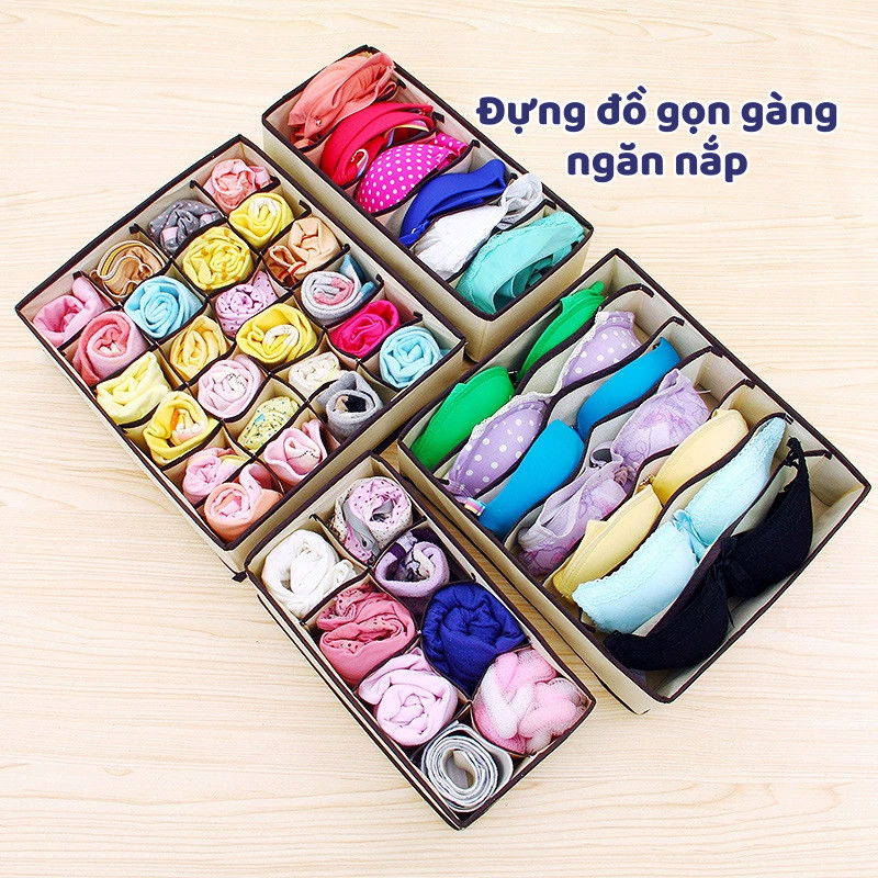 Hộp Vải Đựng Đồ Lót Gập Gọn, Chất Liệu Vải Không Dệt Kèm Tấm Nhựa PP Cứng Cáp Tiện Lợi