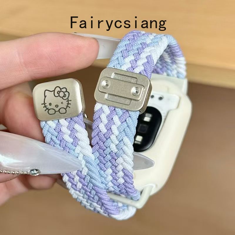 Dây đeo bện từ tính cho Xiaomi Mi Band 10 9 8 NFC Vòng tay nylon thoáng khí Dây thun cho mi band 9 10 Phụ kiện