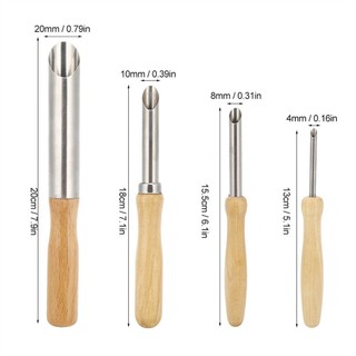 RISEDOT 4 CÁI​ Máy cắt lỗ đất sét tròn, tay cầm bằng gỗ ​Dụng cụ gốm sứ bằng thép không gỉ, dụng cụ điêu khắc đa dụng cụ bền bỉ cho đồ gốm và điêu khắc