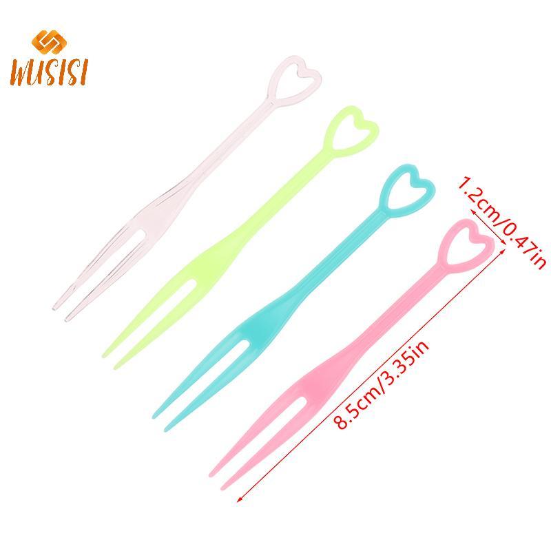[WUSISI] 500 Chiếc Dùng Một Lần Trái Tim Nĩa Trái Cây Ăn Nhẹ Bánh Tráng Miệng Ăn Tại Nhà Nhựa Thực Phẩm Trái Cây Chọn Tăm Bento Trang Trí Tiệc MỚI