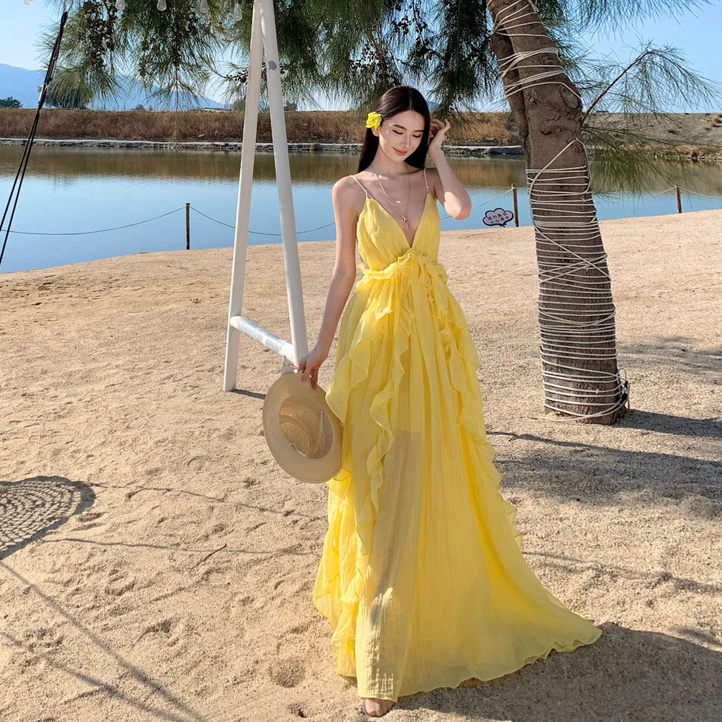 Đầm maxi thiết kế Pháp hở lưng trendy