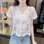 Áo móc NICOLOO, Áo thêu cổ chữ V dệt kim mở, Áo sơ mi nữ ngắn tay phong cách Boho thời trang