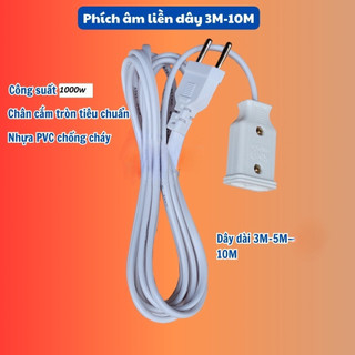 Phích Âm Liền Dây 3m/ 5m / 10m, Phích Nối Liền Dây chịu tải cao，Dây nối điện cho quạt / đèn LED