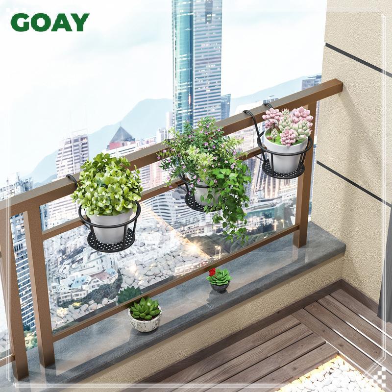 GOAY Giỏ Treo Ngoài Trời Thực Vật Sắt Ras Hàng Rào Ban Công Chậu Hoa Tròn Treo Cây Giá Đỡ Trang Trí Sân Vườn VN