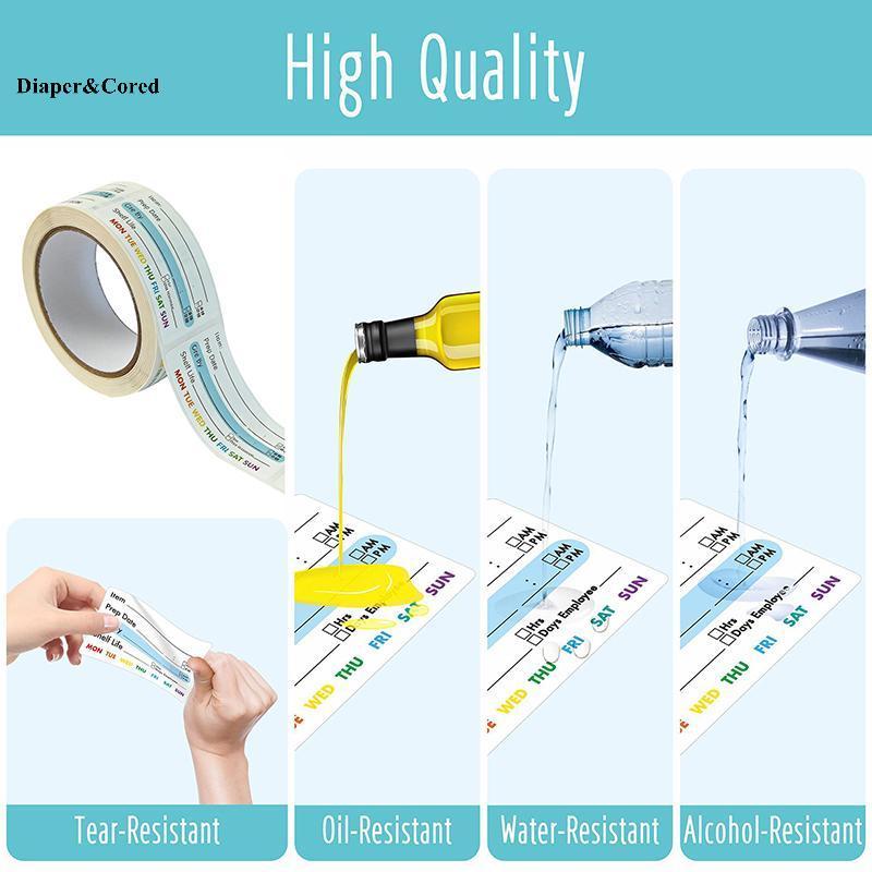 Nhãn Ngày Thực Phẩm Tủ Lạnh Nhiều Màu Sắc DIAPER & CORED Cho Nhà Bếp Tổ Chức Thức Ăn YTH