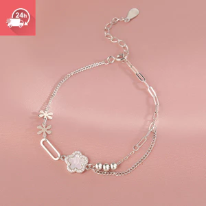 Vòng tay nữ thời trang với hoa và lá bạc - Quà tặng đa năng