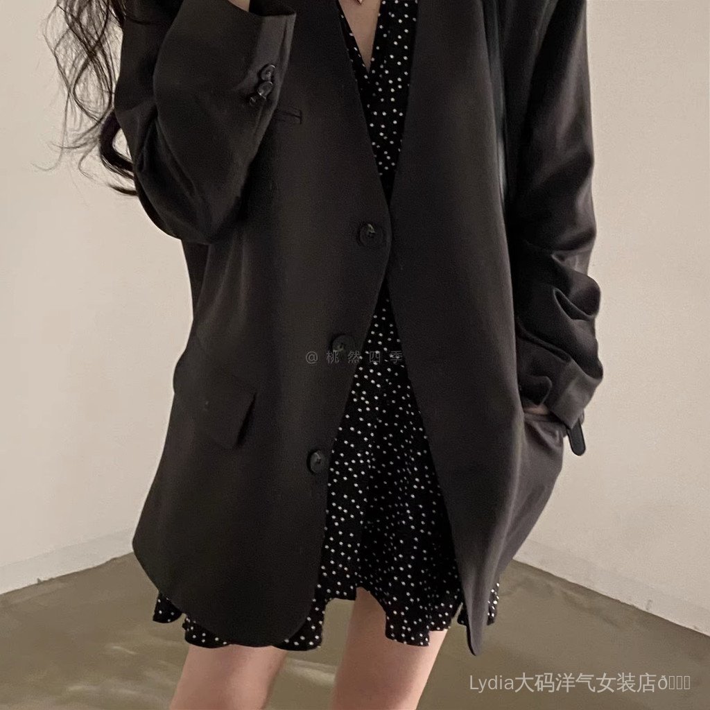 Váy cổ chữ V chấm bi retro, chất liệu thời trang, màu đen nhỏ