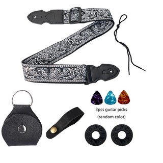 Bộ Dây Đeo Đàn Guitar Có Phím, Phụ Kiện Chống Trơn Trượt, Dây Đeo Vải Có Thể Điều Chỉnh Cho Acoustic, Cổ Điển, Đàn Guitar - Thiết Kế Họa Tiết Phong Cách, Đa Năng Phù Hợp Với Giá Đỡ Pick, Gói Quà Tặng