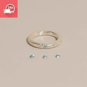 Phiên bản Hàn Quốc thời trang khí chất chải màu xanh hải quân kho báu đơn giản và thích hợp Nhẫn nữ đa năng