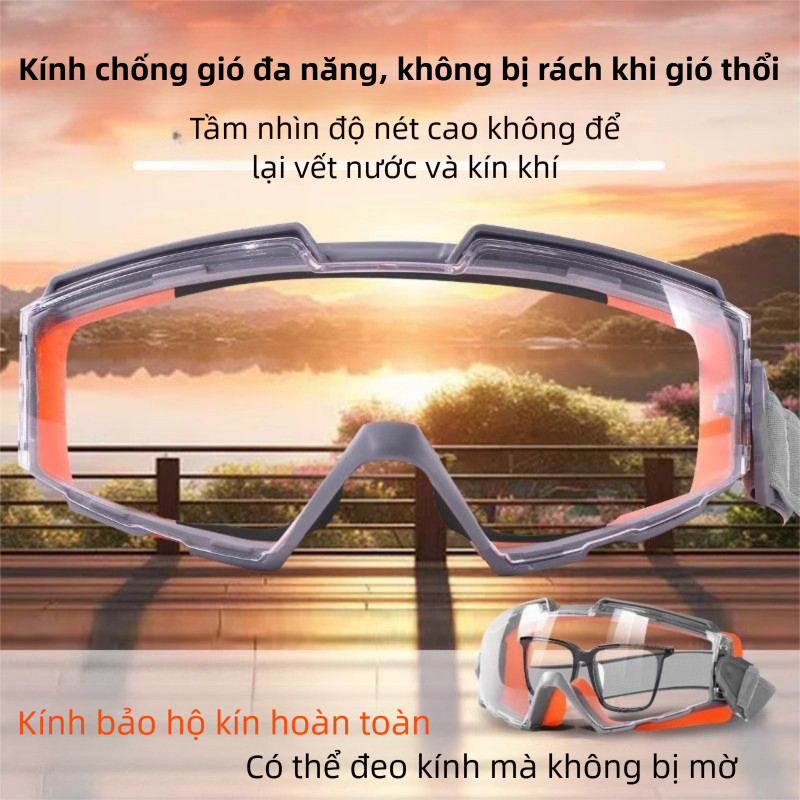 Kính bảo hộ xe điện, chống gió, chống bụi, chống bắn nước, kèm kính cận chống sương mù