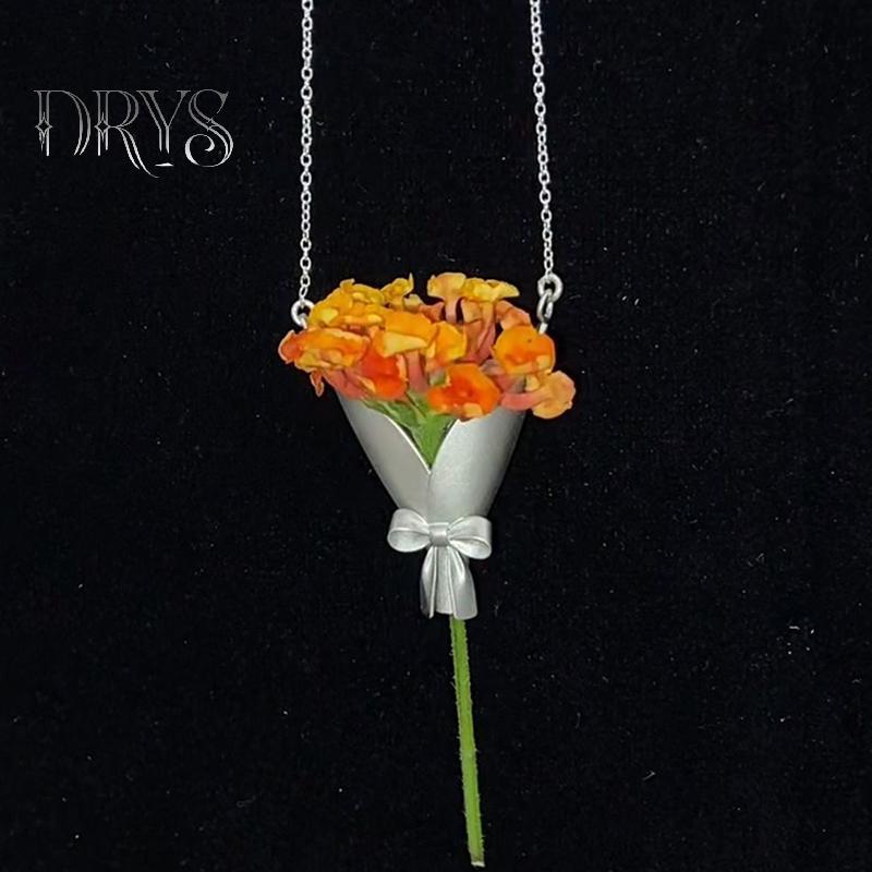 Mặt dây chuyền gói bó hoa thời trang, phù hợp làm chocker và dây chuyền xương đòn - Quà tặng mới