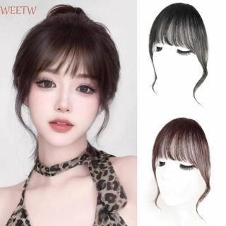 WEETW Tóc Con Người Air Bangs, Tự Nhiên Xoăn Nổ Tóc, Vintage Đen Nâu Áo Nỉ Tóc Vô Hình Mặt Trước Viền Nữ