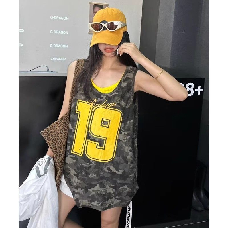 Milyfashion Áo Vest Không Tay Kích Thước Lớn, Màu Sắc Tương Phản, In Kỹ Thuật Số - Phù Hợp Mùa Hè