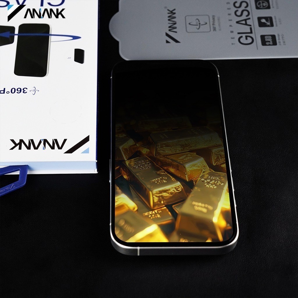 [Chính Hãng] Kính Cường Lực ANANK Bản Trong Suốt Viền Đen & Chống Nhìn Trộm 360 Độ Cho iPhone 12 Đến 17 Pro Max