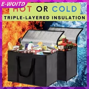 E-WOITD Túi giao hàng cách nhiệt lớn, túi làm mát lá nhôm gập lại, túi đựng đồ ăn uống di động