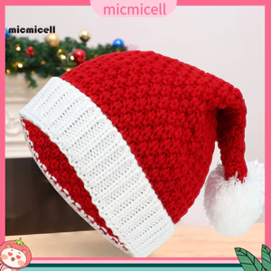 Mũ Giáng Sinh Len Dệt Kim Trắng Pompom Handmade - Phụ Kiện Thời Trang Nam Nữ Đi Ngoài Trời
