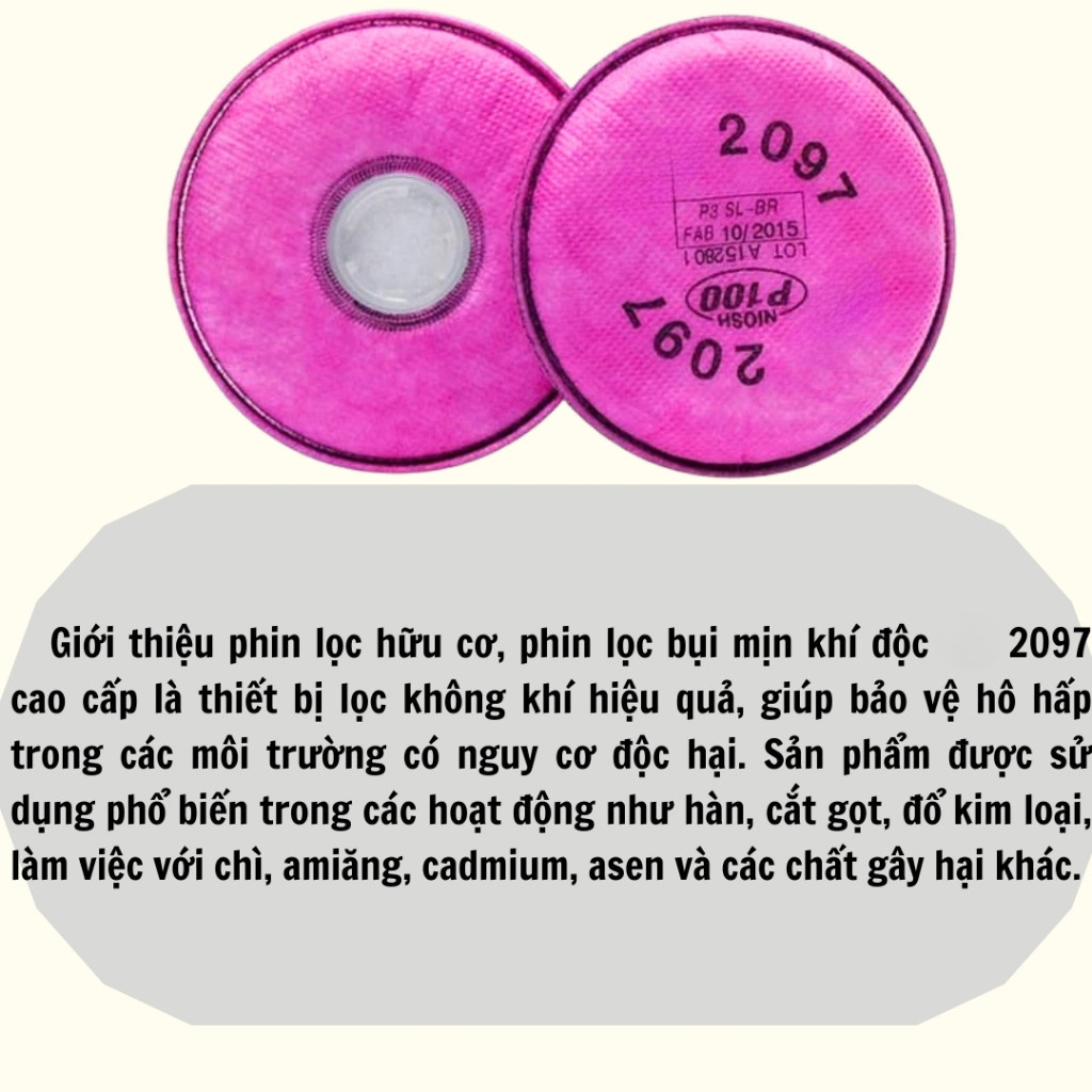 【COD】Bông lọc 2097 bộ 2 chiếc, lọc hiệu quả bụi bẩn, khói hàn, amiang, nấm mốc, phù hợp ngành dầu khí và hóa chất.