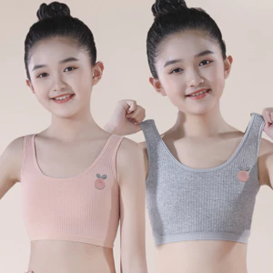 8-16 Tuổi Bé Gái Cotton Nguyên Chất Phát Triển Áo Vest Nhỏ Quần Lót Trẻ Em Trung Học Sinh Trung Lớn Trẻ Em Hai Lớp Không Vòng Thép Ống