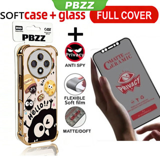 PBZZ Gốm Chống Riêng Tư Với Vỏ Kính Cường Lực Cho OPPO Reno 12f reno12 F 12 fs f27 5g 2024 Vỏ Điện Thoại Lo Âu Softcase Silicon Thẩm Mỹ Dễ Thương Cho Bé Gái Rõ Ràng SJMHSMQ1