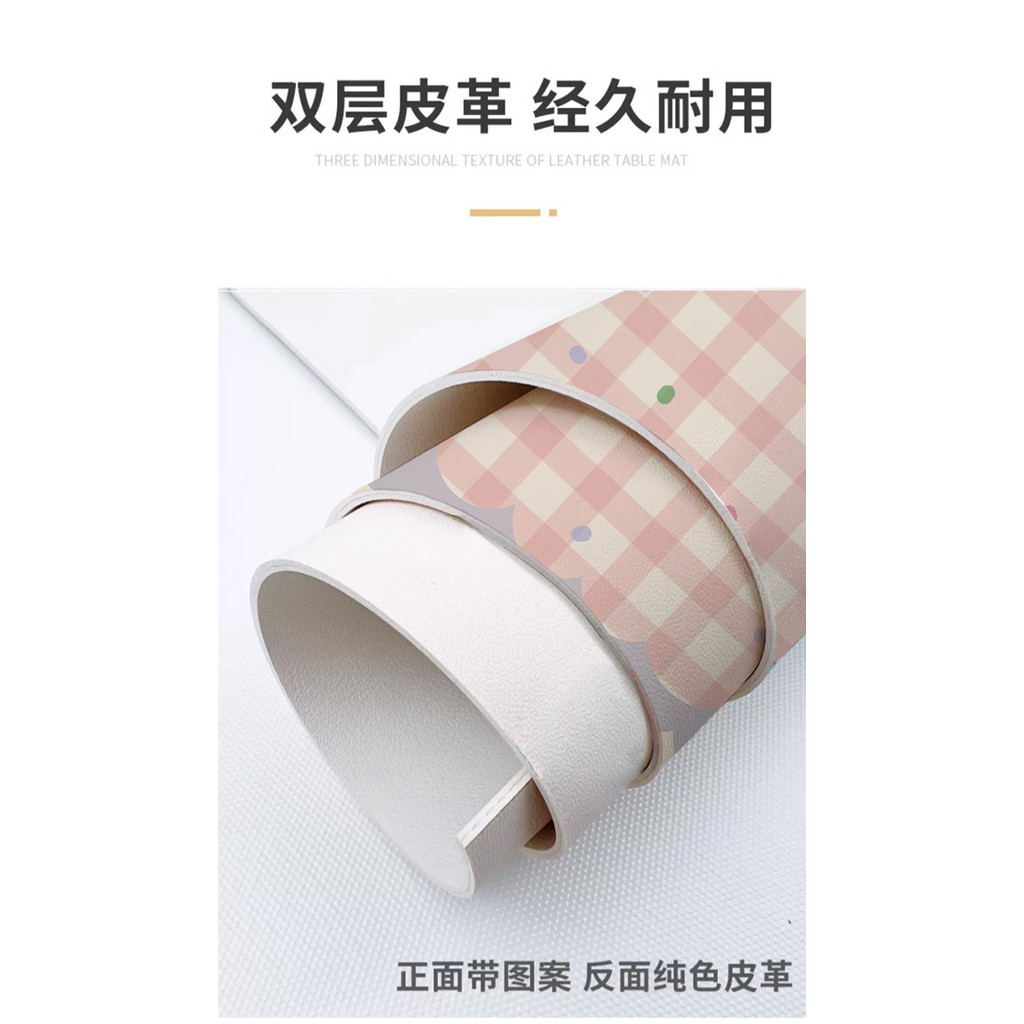 thảm lót bàn làm việc da chống thấm nước dầu mỡ lót chuột cỡ lớn 3 mẫu decor bàn học văn phòng hàn quốc creamy 40x80cm