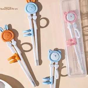 TRTR Người Mới Bắt Đầu Trẻ Em Choptis Dễ Dàng Sử Dụng Trẻ Em Học Chopstis Gấu Dễ Thương Thỏ Học Tập Huấn Luyện Người Trợ Giúp Trẻ Em Bộ Đồ Ăn VN